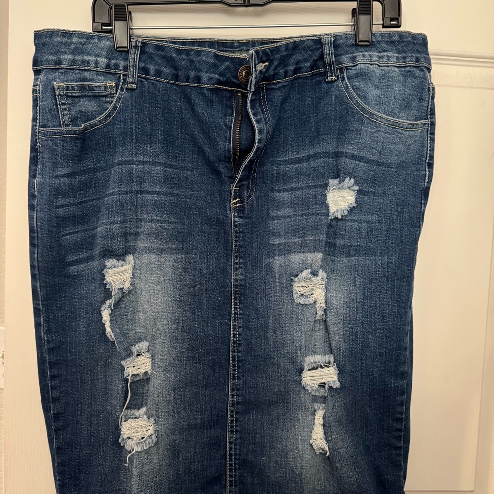 Jack David Distressed Denim Skirt